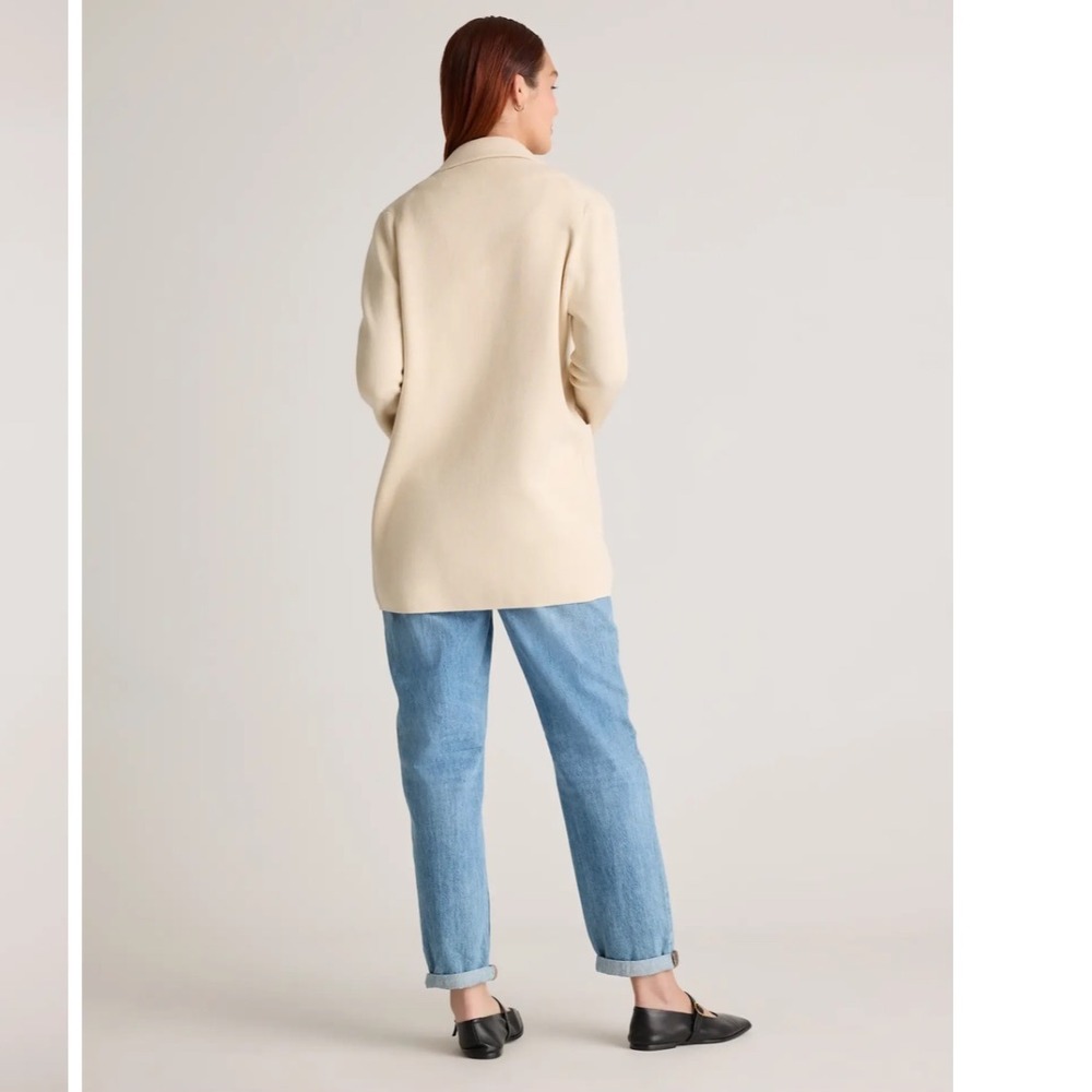 Quince 100% Organic Cotton Knit Blazer Size Small Oatmeal - Picture 3 of 9